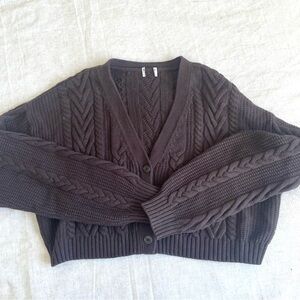 Aritzia brown cooper  Cable Knit Cardigan Sweater